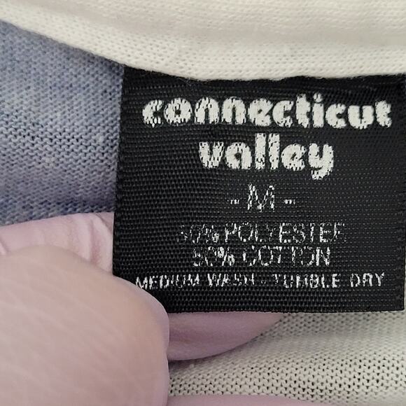 Vintage 80s MOD Stripes Polo Shirt Womens S/M 18x24 Blue White USA - Picture 6 of 13